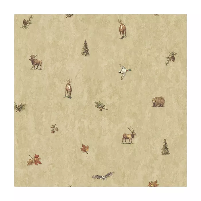 Hiram Wheat Animal Toss Wallpaper Sidewall Chesapeake TLL01452