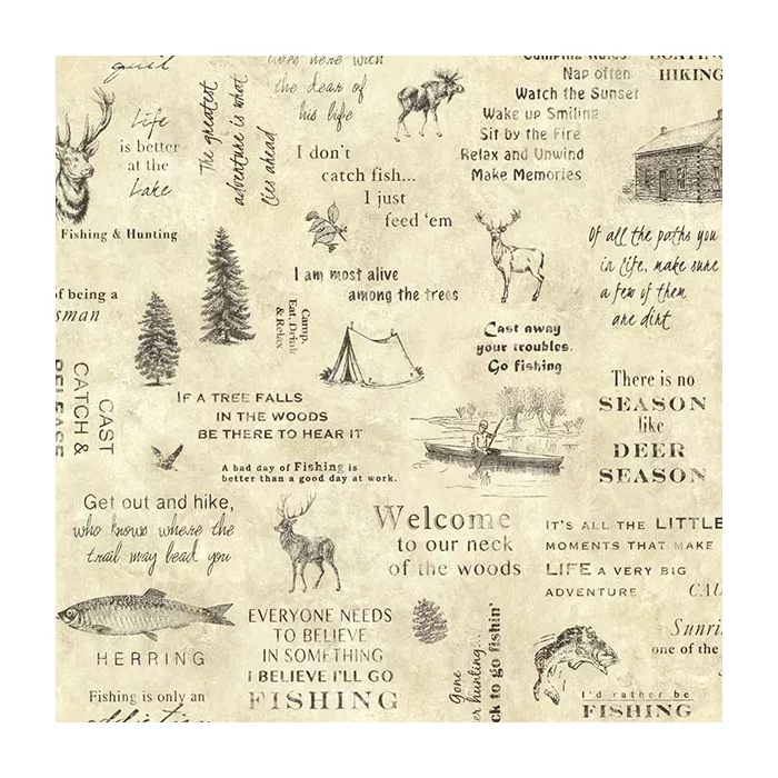 North Hills Beige Script Wallpaper Sidewall Chesapeake TLL01472