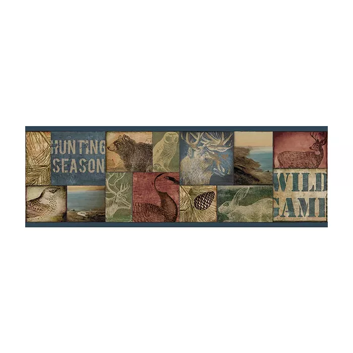 Trumball Teal Wild Game Wallpaper Border Chesapeake TLL01492B
