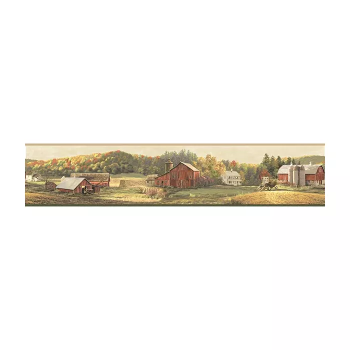 Winder Beige Luther'S Farm Wallpaper Border Chesapeake TLL01521B