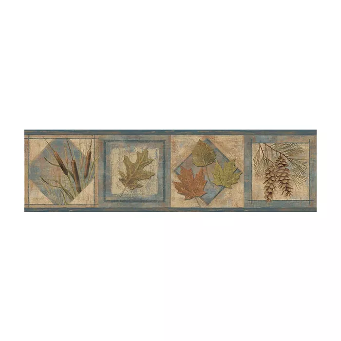 Seminole Navy Greenleaf Wallpaper Border Chesapeake TLL01582B