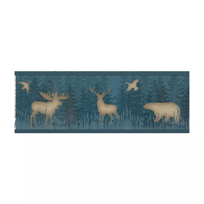 Saylorville Blue Lawndale Wallpaper Border Chesapeake TLL01603B