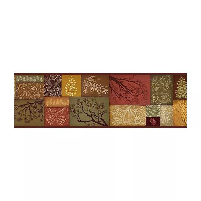Wenham Red Pinecone Collage Wallpaper Border Chesapeake TLL35511B