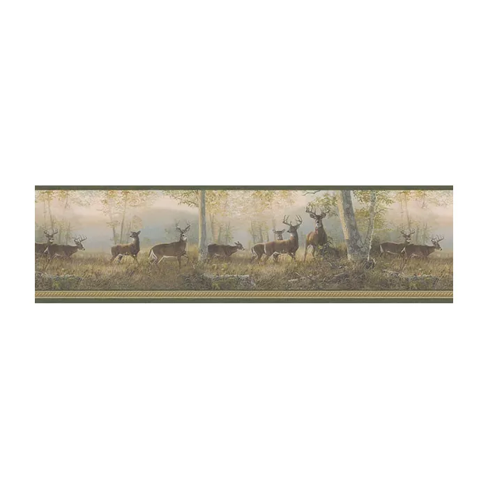 Storrie Green Deer Wallpaper Border Chesapeake TLL44341