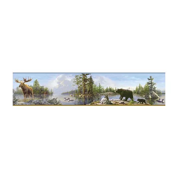 Carnegie Sky Moose Lake Wallpaper Border Chesapeake TLL48541B