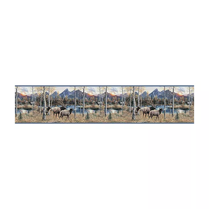 Wakeby Blue Elk River Wallpaper Border Chesapeake TLL50281B