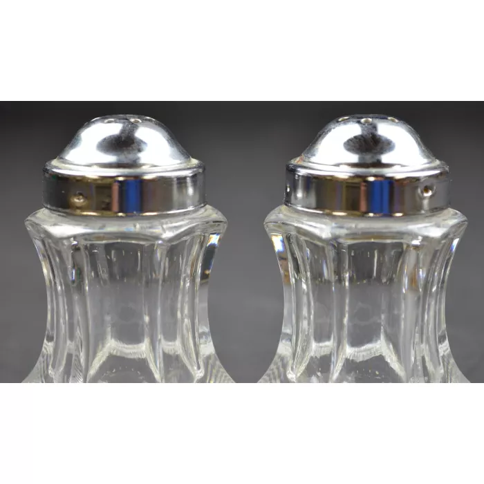 Vintage Clear Glass Panel Design Salt & Pepper Shakers - 3.75" Tall