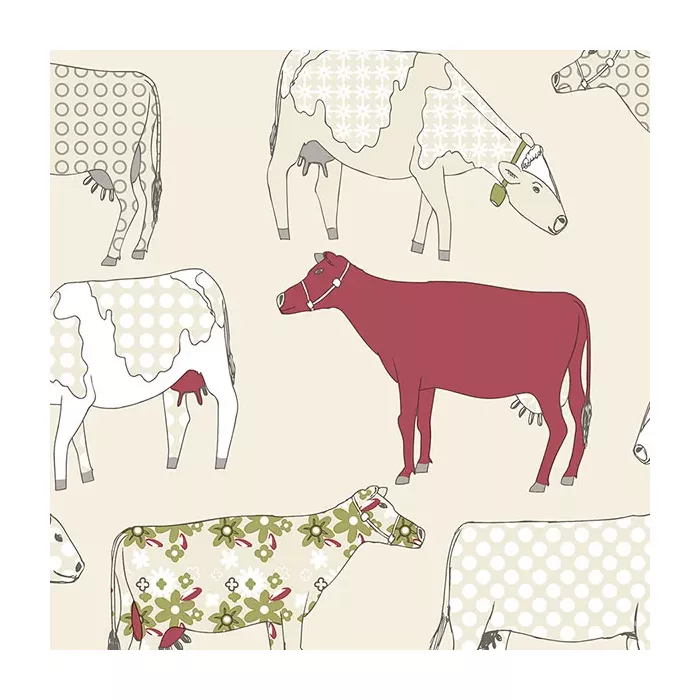 Cow Parade Wallpaper Red, Cream Norwall Wallcovering KE29930