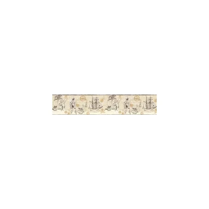 Boys Will Be Boys Beige Export Pirate Map Border ZB3100B