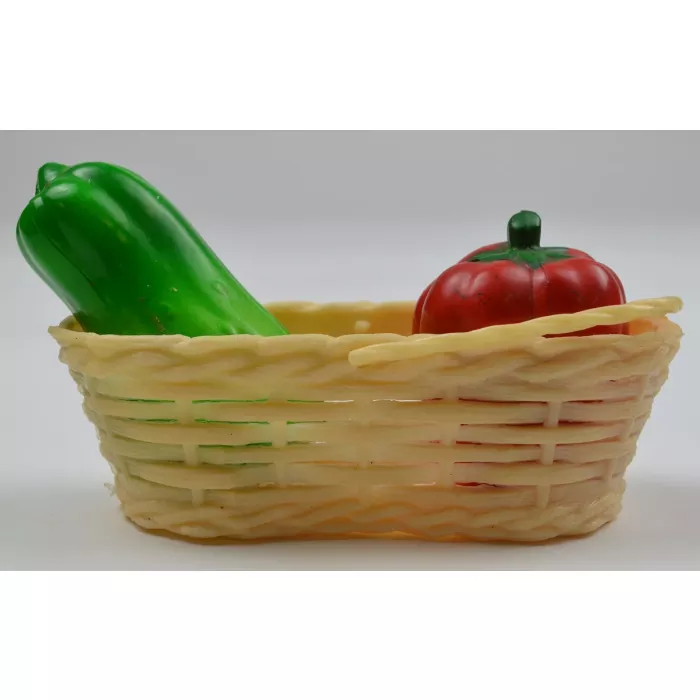 Vintage Red & Green Peppers Plastic Salt & Pepper Shakers With Basket
