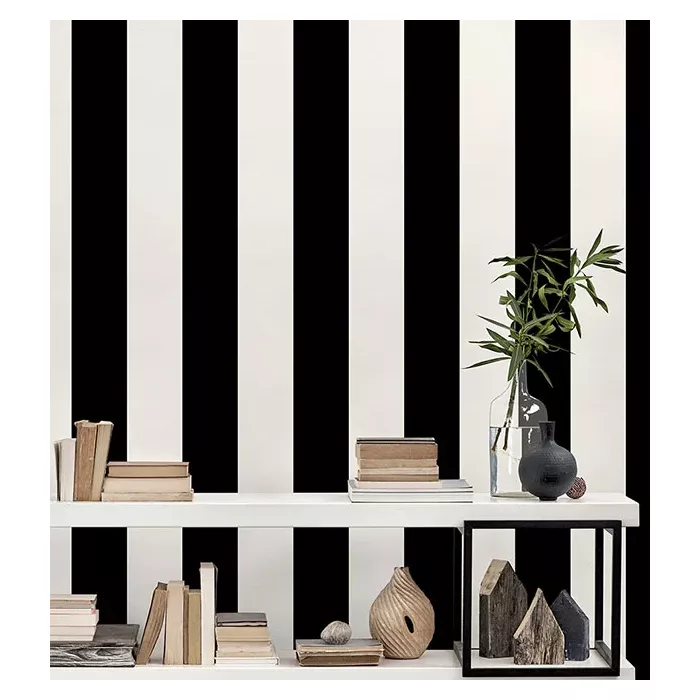 5.25 inStripe Wallpaper Pearl, Black, White Norwall Wallcovering SY33937