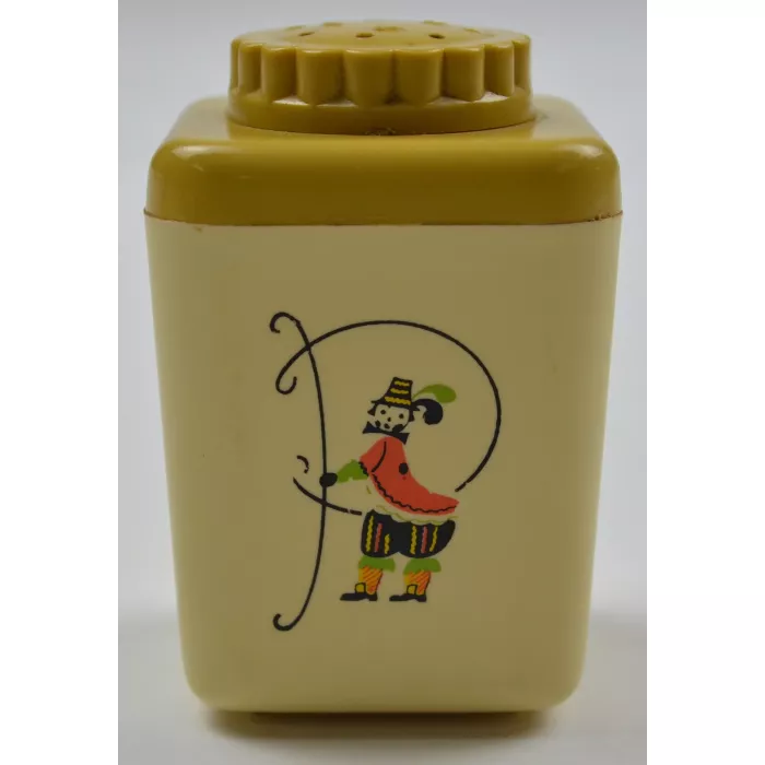 Vintage Yellow & Gold Plastic Salt & Pepper Shakers - 2.25" Tall