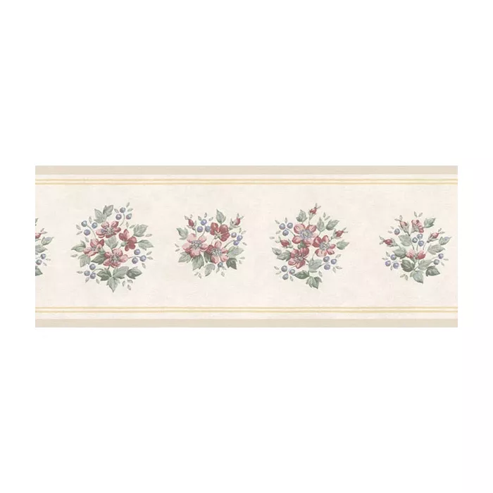 Mini Bouquet Wallpaper Border Red, Blue Green, Yellow, Cream Norwall Wallcovering PR79661