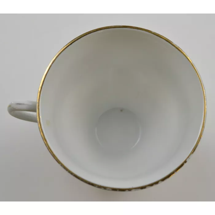 Vintage Floral Design Gold Accented Flat Cup - 3" Tall