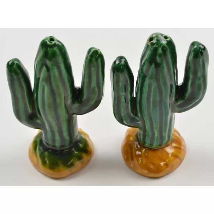 Ceramic Salt & Pepper Shakers - Phoenix Arizona Cactus - 3.625" Tall
