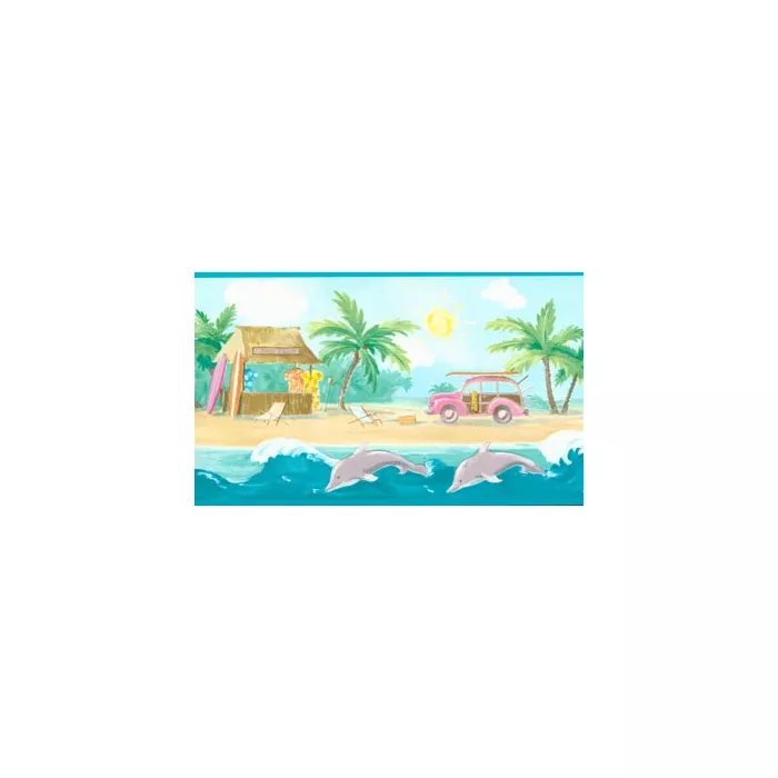 Teal Beach Club Wallpaper Border KL2909B  2rolls left