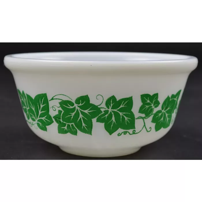 Hazel Atlas Mixing Bowl - Green Ivy Pattern - 6" Wide