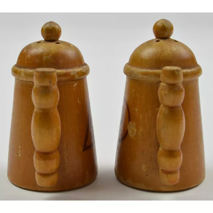 Vintage Wood Tea Pots Salt & Pepper Shakers - 3" Tall
