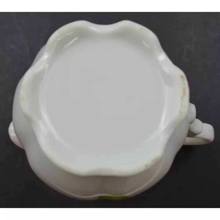 Porcelain Creamer Pitcher - Hand Painted Blue Floral Pattern - Signed Lindy