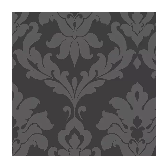 Plaza Damask Wallpaper Black Norwall Wallcovering VG26227P