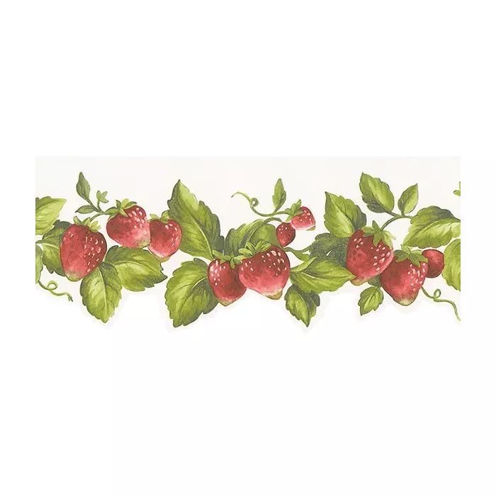 Die Cut Strawberry Wallpaper Border Green, Red Norwall Wallcovering FK72635DC