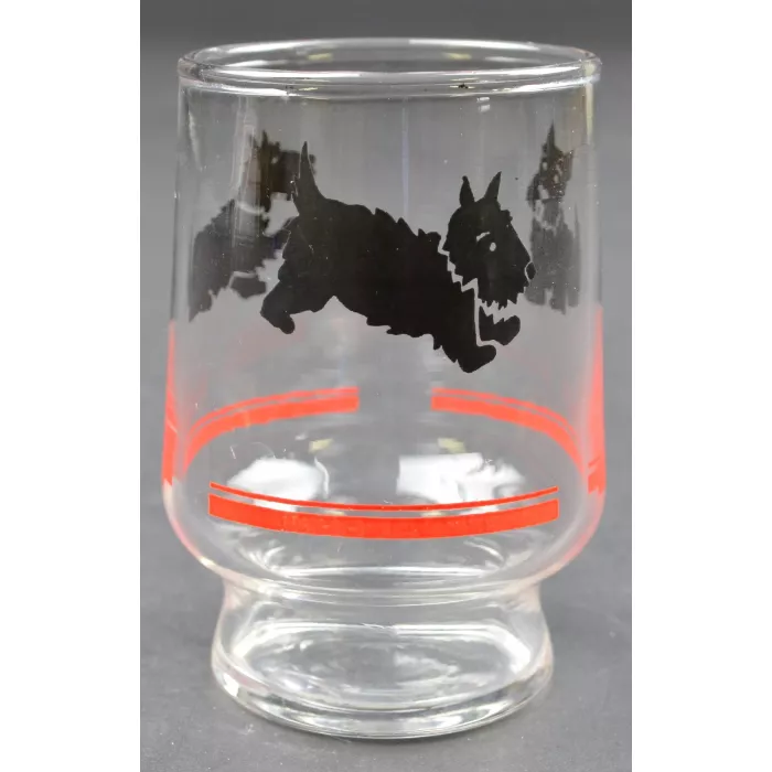 Vintage Scotty Dogs Pattern Juice Glass - 3.125" Tall