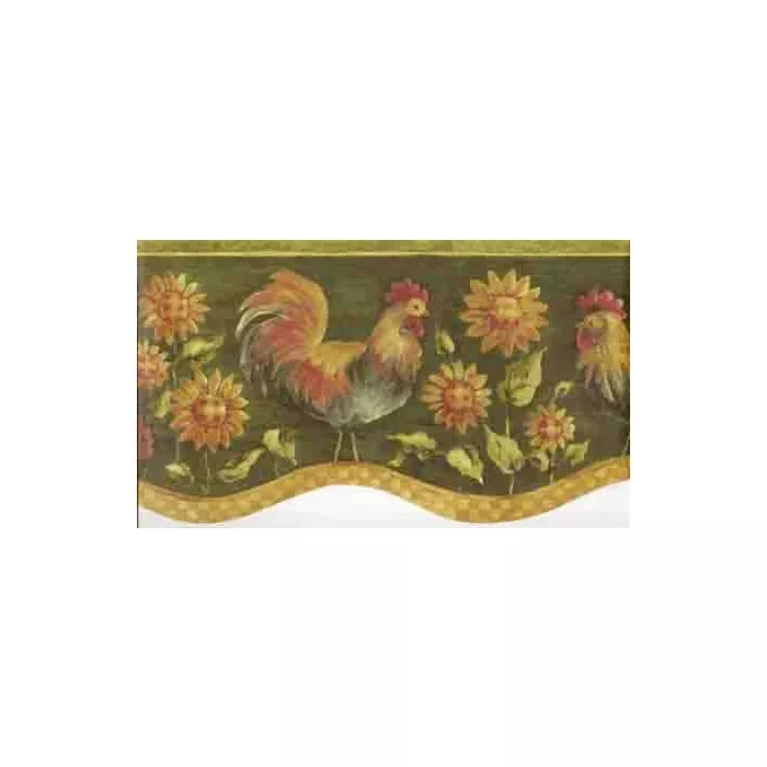 Mustard Country Die Cut Rooster Wallpaper Border