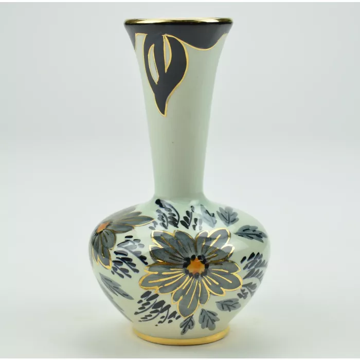 Floral Pattern Hand Painted Vase - Made In Holland - Tody 3/4080 - 6.5" Tall