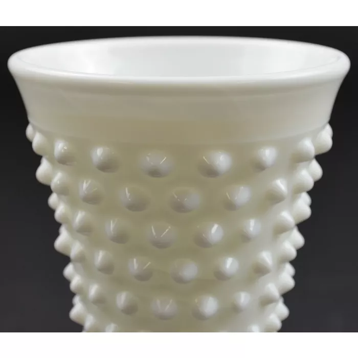 Fenton Art Glass - Hobnail Milk Glass Pattern - Footed Flower Vase - 6.5" Tall