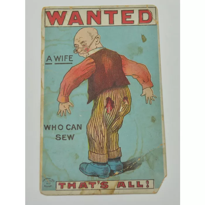 Vintage Postcard - Wanted A Wife Who Can Sew Thats All - Early 1900's