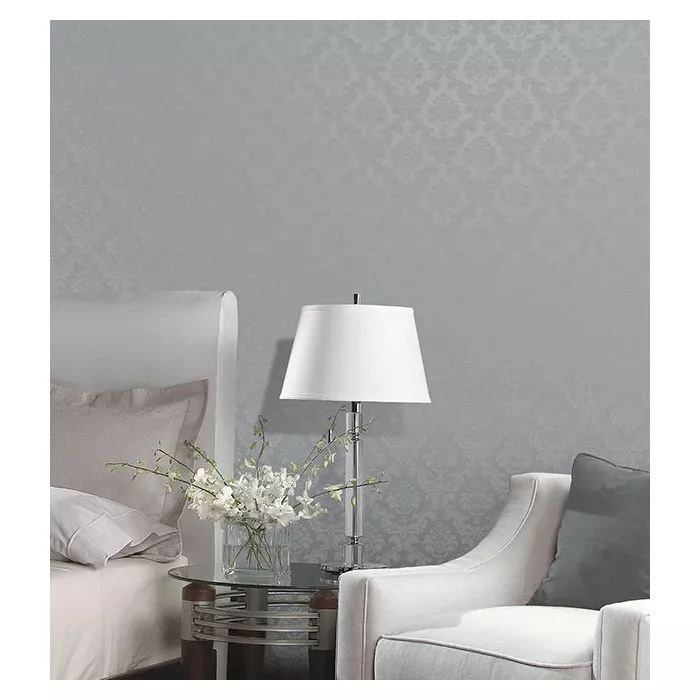 Damask Emboss Wallpaper Blue Norwall Wallcovering SK34768