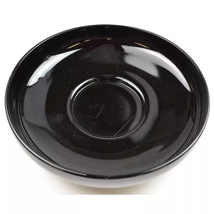Large Round Black Glass Fruit Bowl - 10" Wide