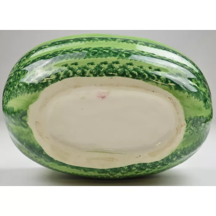 Porcelain Watermeleon Basket Style Planter - 7" Tall