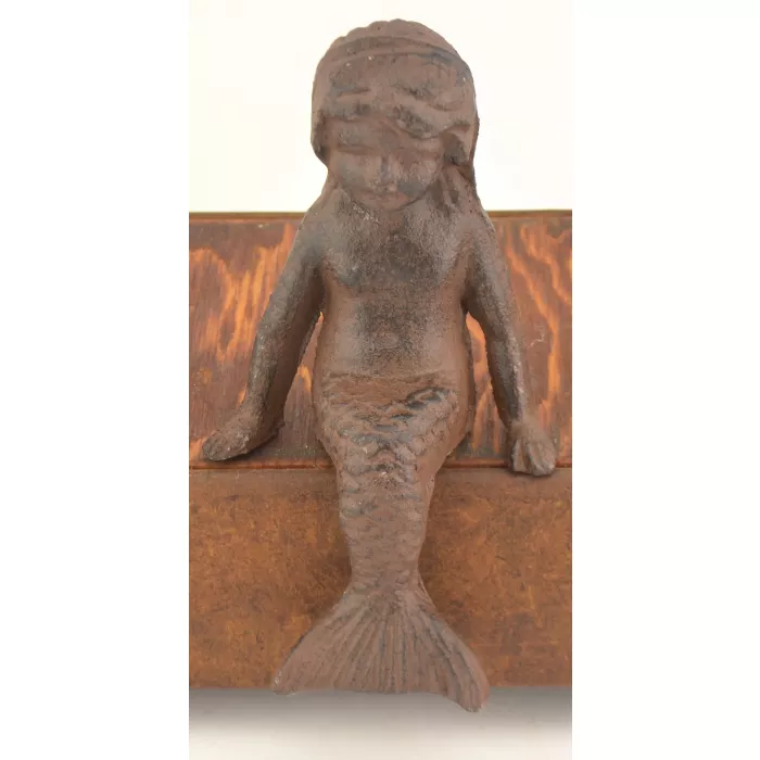Cast Iron Shelf Sitter - Rust Mermaid Design - 5.125" Tall