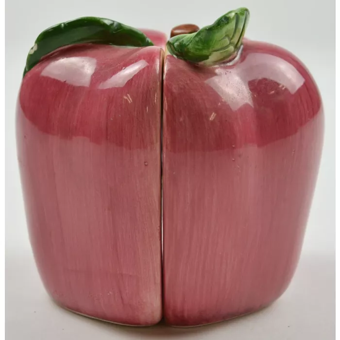 Vintage Red Sliced Apple Ceramic Salt & Papper Shakers - 3" Tall
