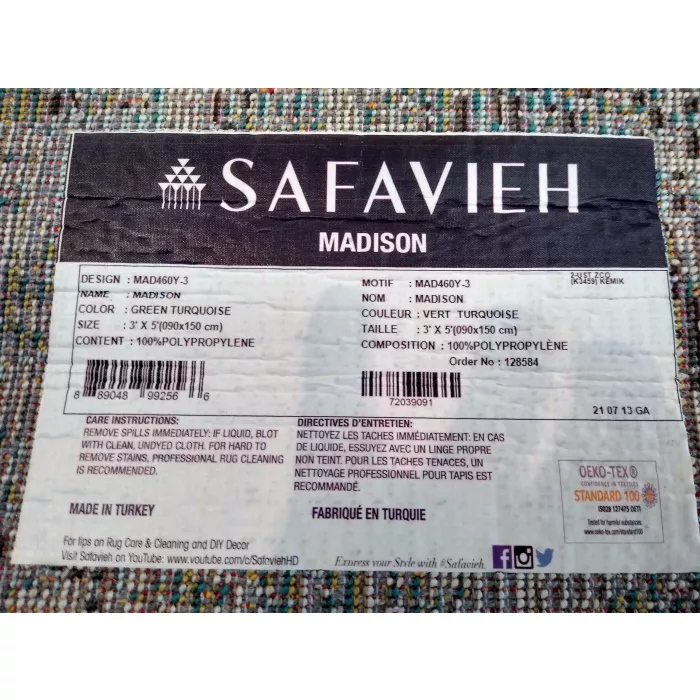 Safavieh Madison Abstract Green, Turquoise Area Rug - Rectangle 3ft x 5ft