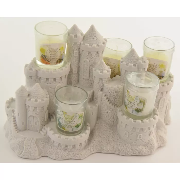 SAND-DECO Sand Castle Figurine & Candle Votive Holder CAN906 - 5 Candles