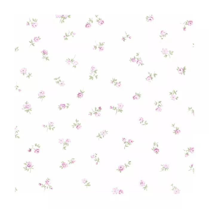 Shabby Rose Buds Wallpaper Pink, Green, Light Purple Norwall Wallcovering PR33815