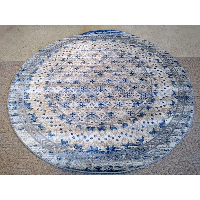 Safavieh Brentwood Oriental Light Gray / Blue Area Rug - Round 6ft 7in