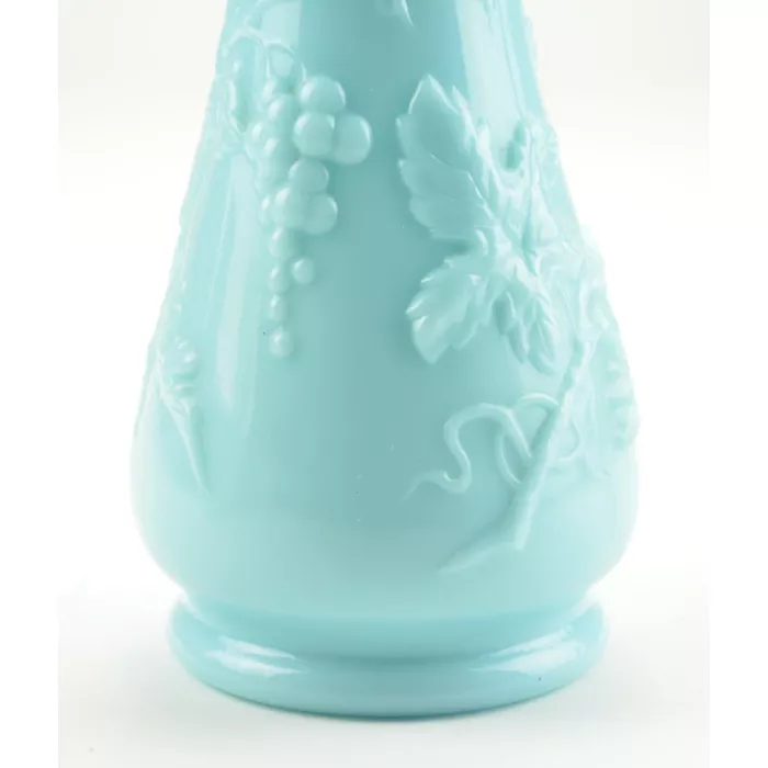 Art Glass Blue Grape Design Vase - 9" Tall