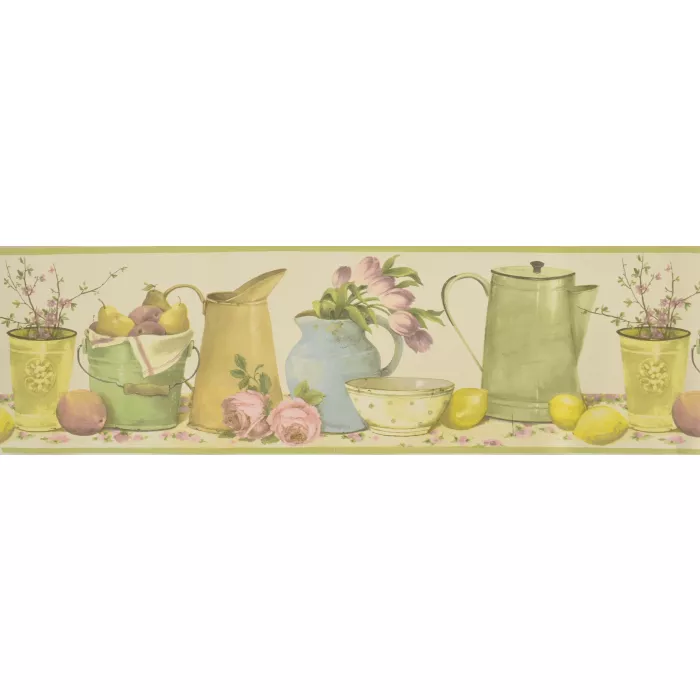 Wallpaper Border Garden Pots and Flowers