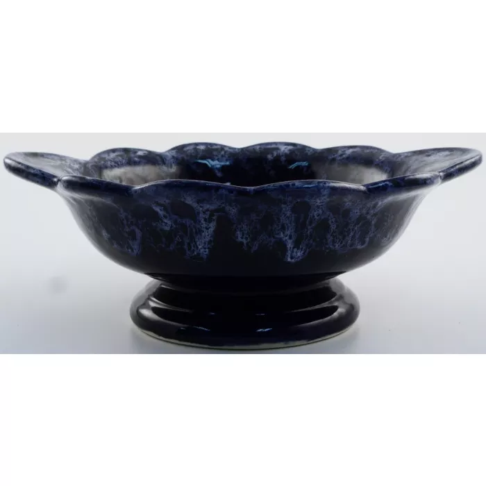 Spongeware Pottery Pitcher and Basin - Dark Blue - 7" Tall
