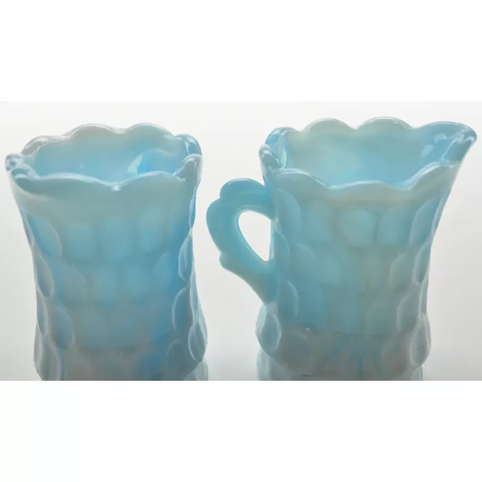 Vintage Blue Slag Creamer Pitchers -  Set Of Two - 3.5" Tall