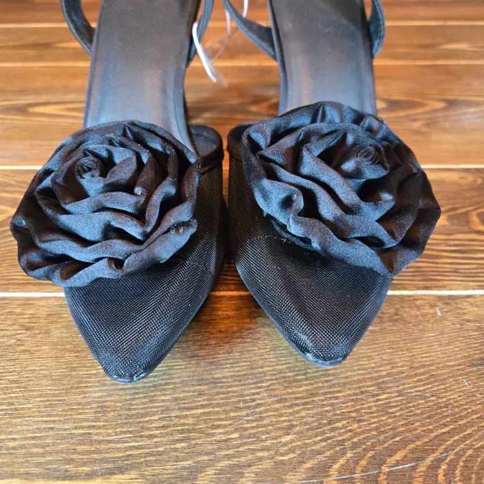 Women's Black Slingback Heels Fleur Florette Sz 10
