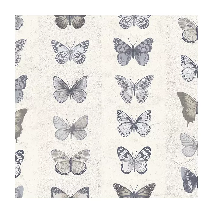 Jewel Butterflies Stripe Wallpaper Blue, Beige, Parchment, Vanilla Norwall Wallcovering G67993