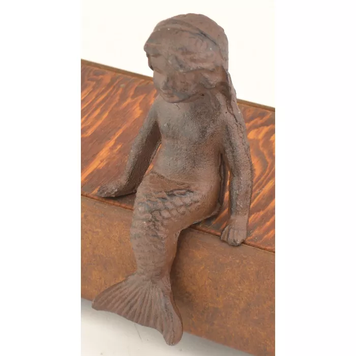 Cast Iron Shelf Sitter - Rust Mermaid Design - 5.125" Tall