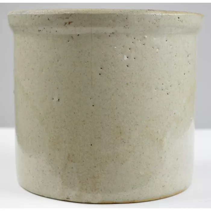 Vintage Beige Pottery Crock - 5.125" Tall