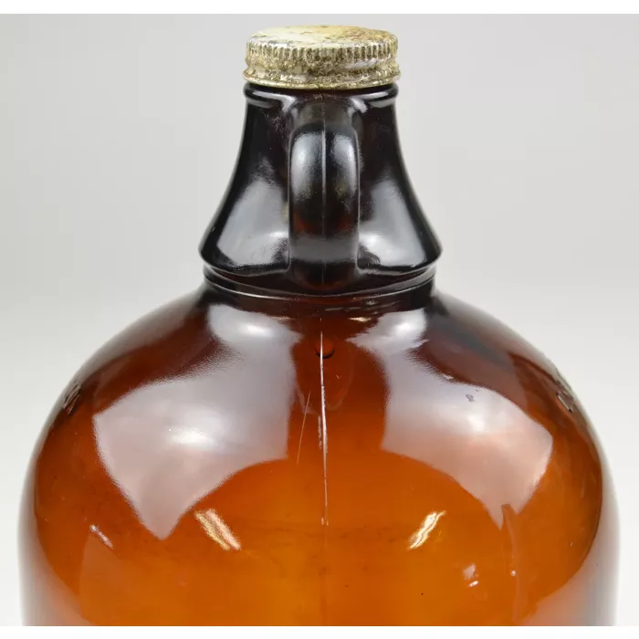 Vintage One Gallon Brown Glass Handled Jug With Lid - No. B1175- 11.75" Tall