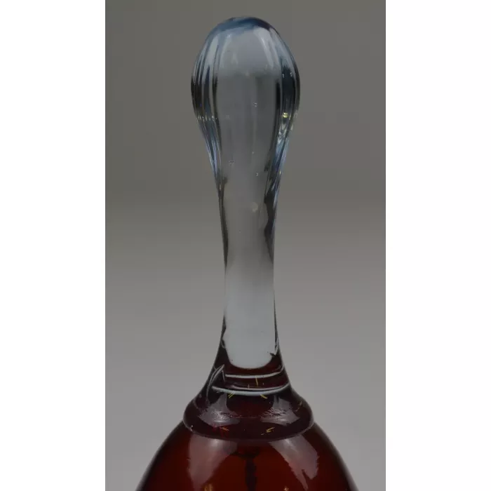 Ruby Red Glass Bell With Clear Applied Handle - 6.25" Tall