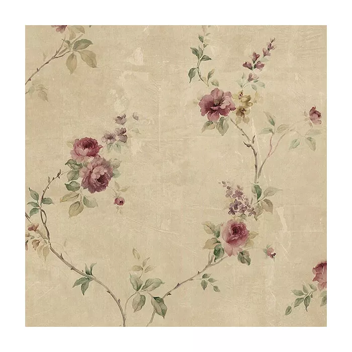 White Wedding Trail Wallpaper Burgundy, Pink, Green Norwall Wallcovering SP24430